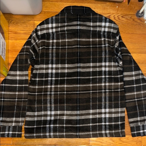 Magaschoni Men's Plaid Shirt Jacket - Black and Brown - Picture 9 of 10